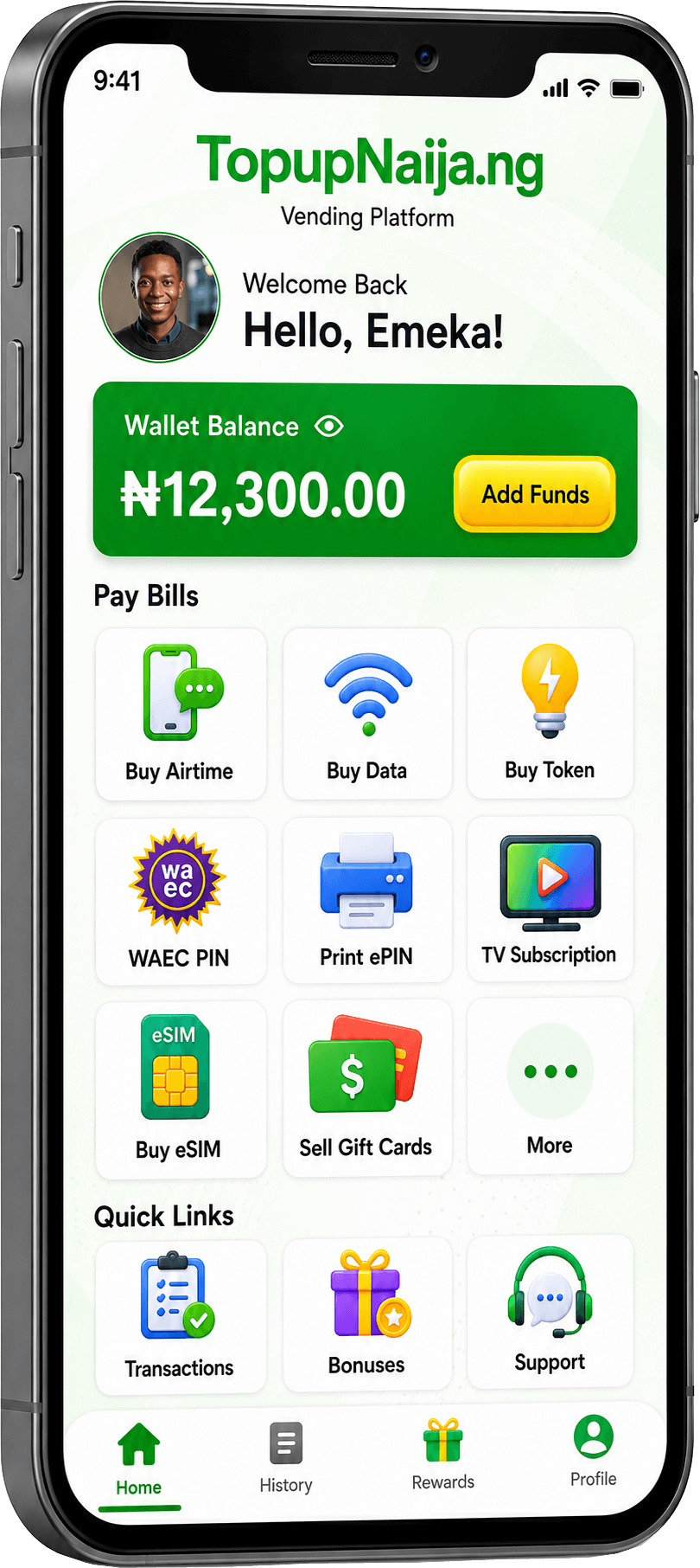 TopupNaija App UI