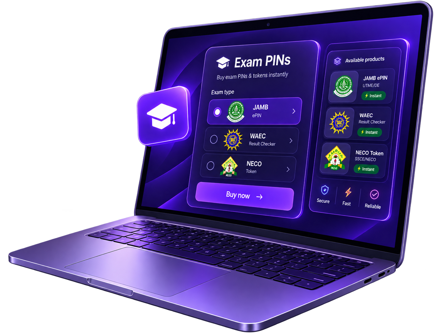 TopupNaija exam PIN purchase interface