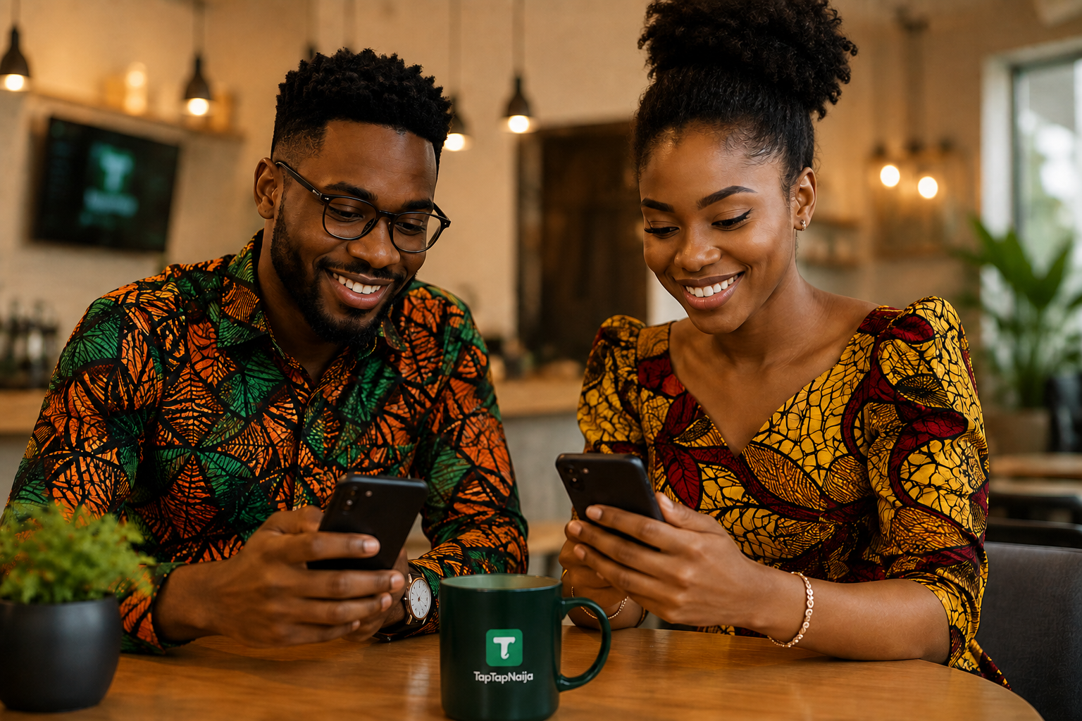 Two people using TopupNaija on their phones