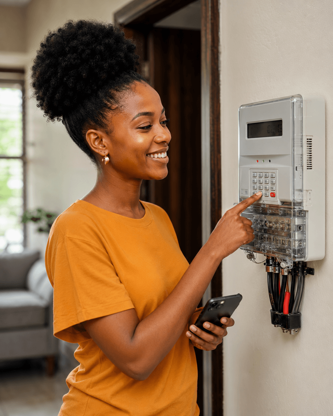 Customer recharging a prepaid electricity meter